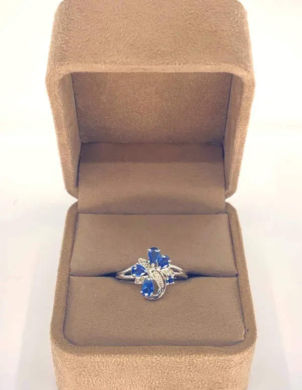 Bague Florale Or Blanc Saphirs & Diamants