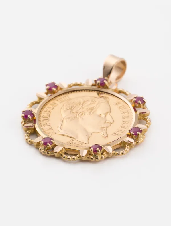 Pendentif Pièce d'Or Napoléon  & Rubis