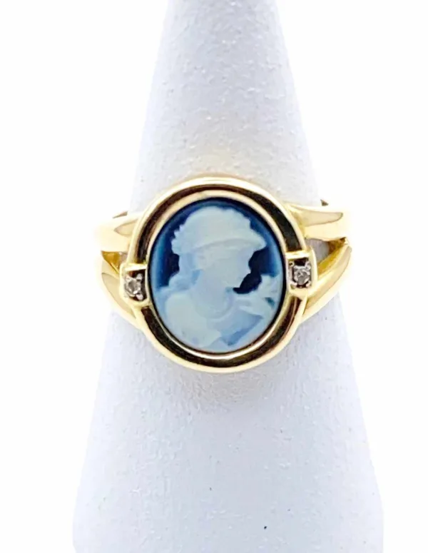Bague Ancienne Camée Femme Or 18k & Diamants