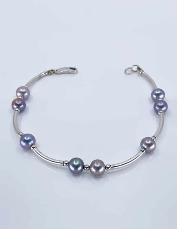 Bracelet Or Gris & Perles d'Eau Douce
