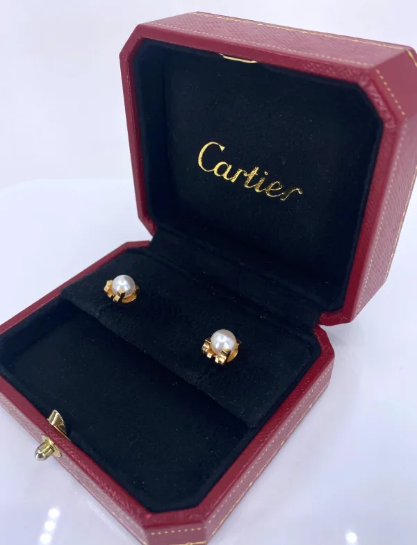 Boucle d'Oreilles C de Cartier Perles & Or