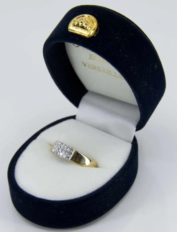 Bague Vintage Or Jaune, Or Blanc Pavée Diamants