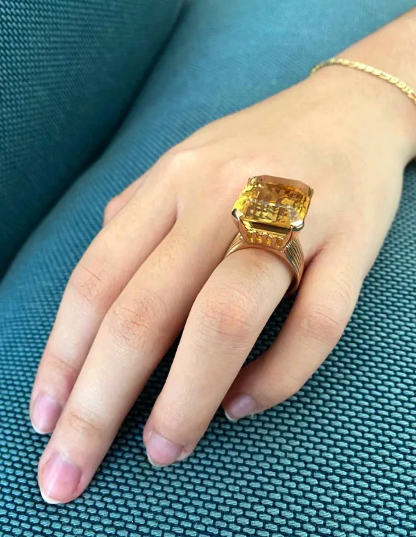 Bague Cocktail Vintage Citrine & Or Jaune 18k