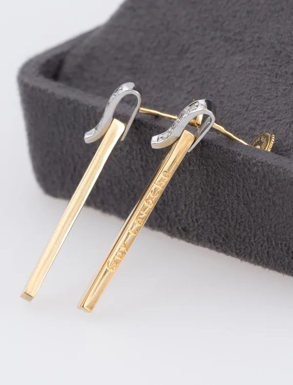 Paire Boucles d'Oreilles Vintage Guy Laroche Or & Diamants