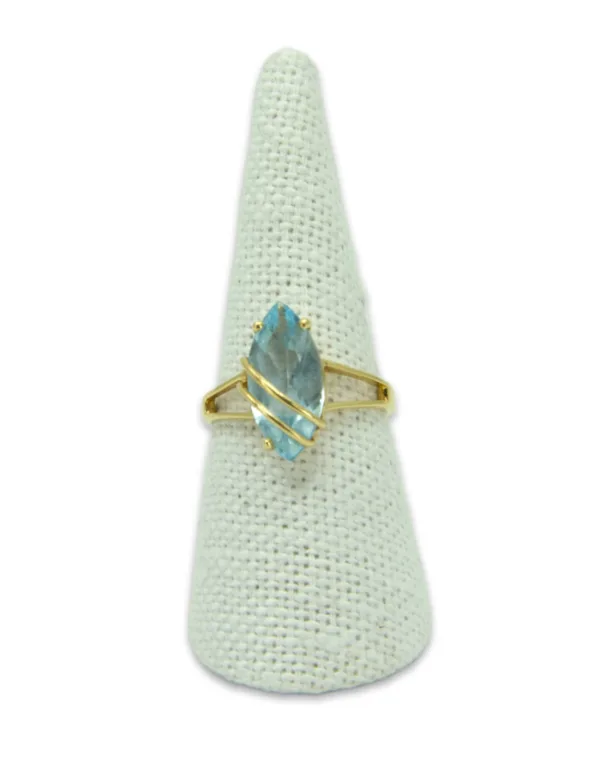 Bague Marquise Or Jaune 18K & Aigue Marine