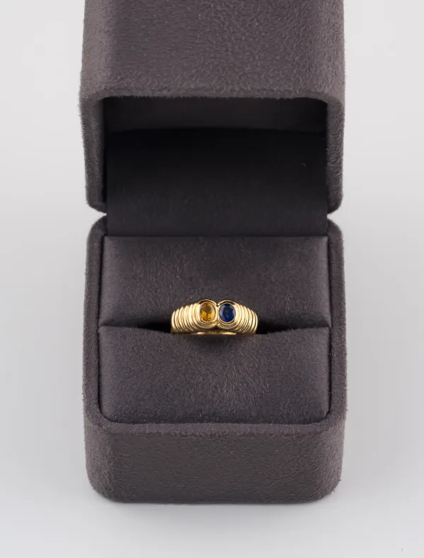 Bague Toi & Moi, Saphir & Citrine Or Jaune