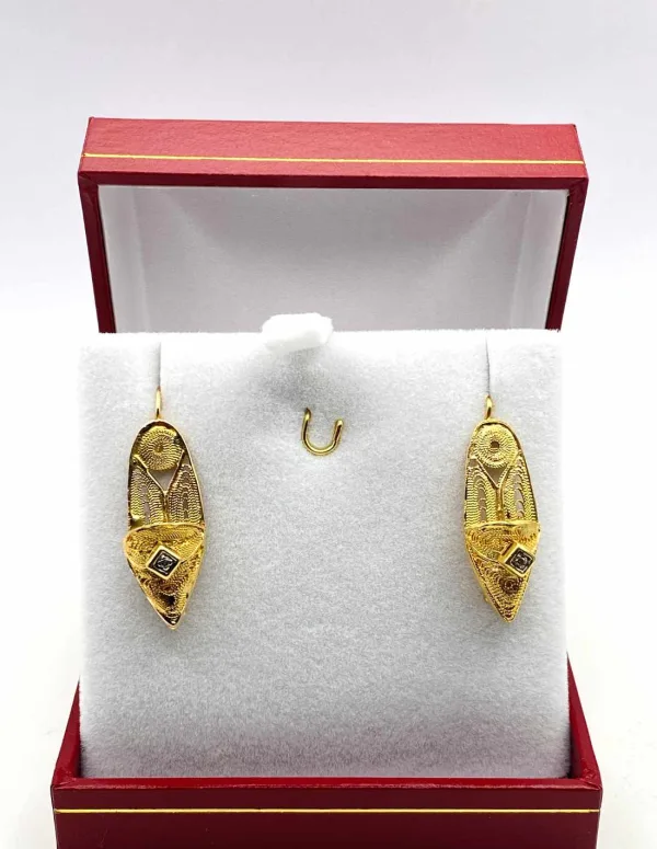 Boucles d'oreilles babouches or jaune et diamants