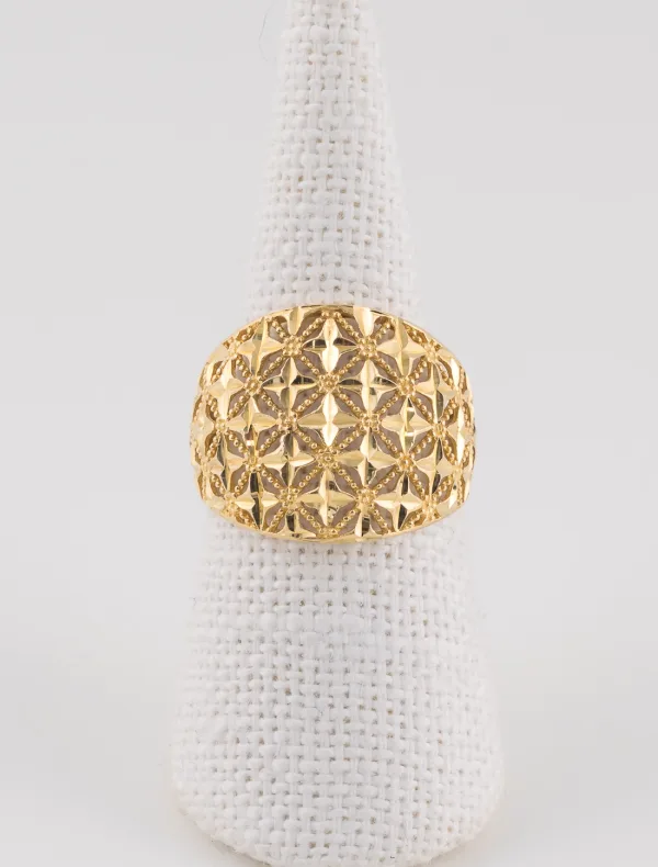 Bague Ajourée Fleurs Or Jaune