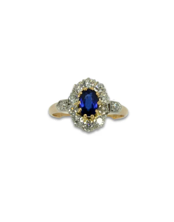 Bague pompadour saphir et diamants