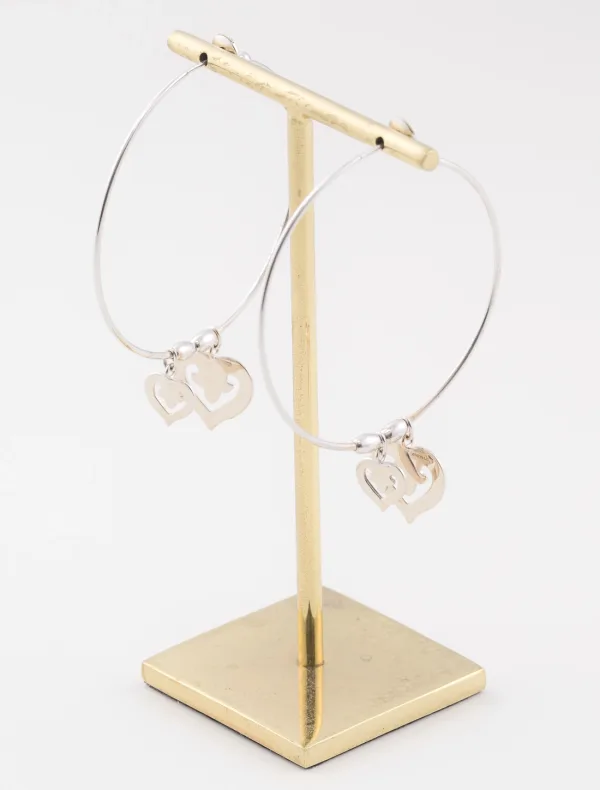 Boucles d'Oreilles Créoles Coeurs OJ Perrin Or Blanc