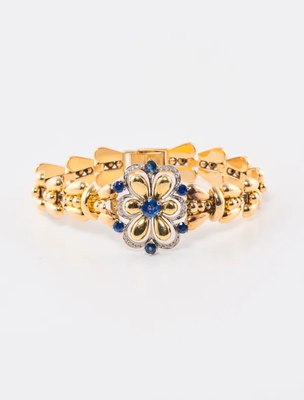 Bracelet Or Jaune, Saphirs & Diamants