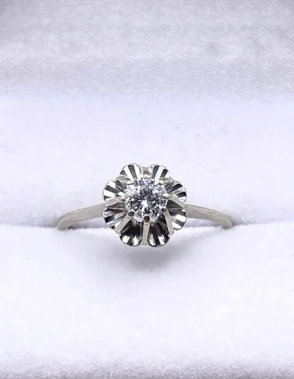 Bague Or Blanc & Diamant Solitaire