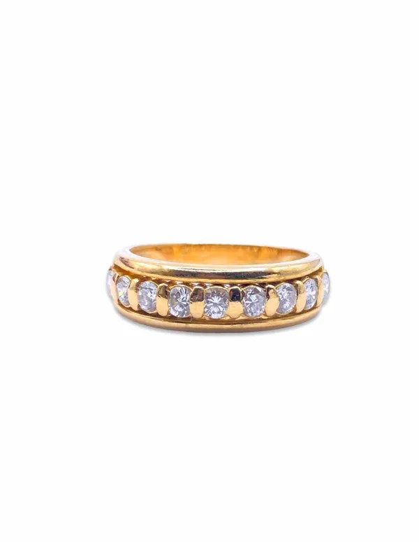 Bague demi-alliance en or jaune & diamants