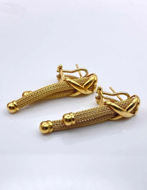 Boucles d'Oreilles Résille Vintage en Or Jaune