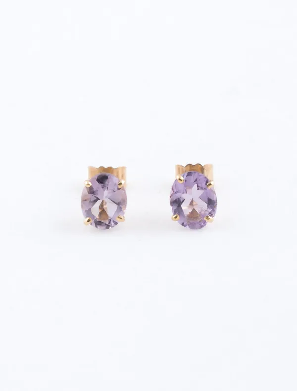 Boucles d'Oreilles Or Jaune & Amethystes