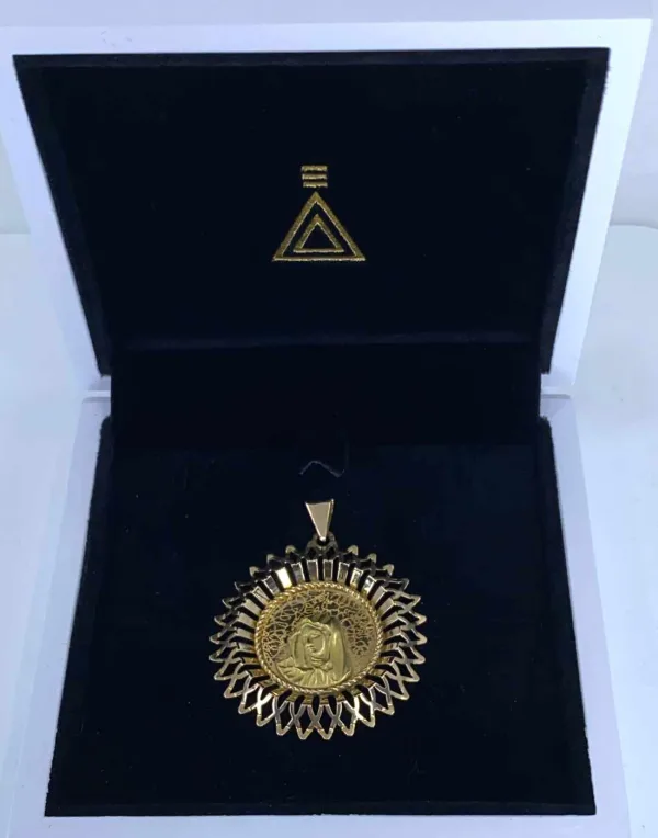 Pendentif Vintage Vierge Rayonnante Or Jaune