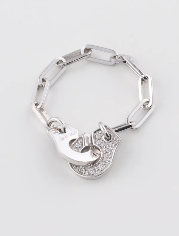 Bague chaîne Menottes dinh van or blanc & diamants