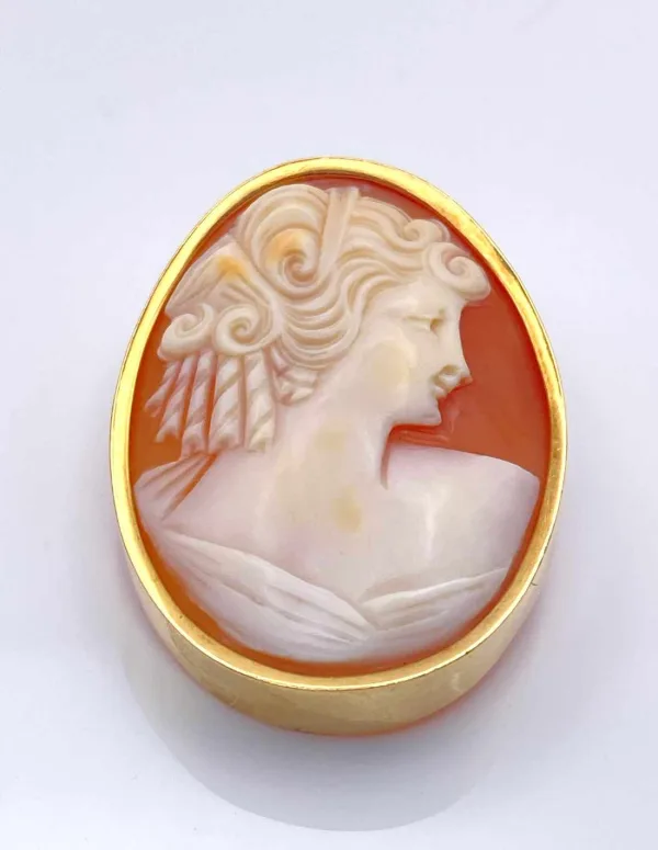 Broche Camée Vintage Or Jaune