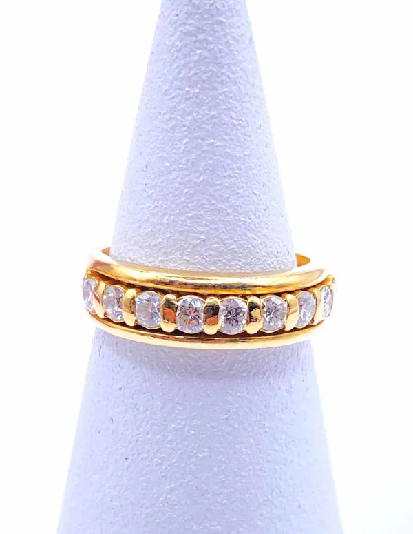 Bague demi-alliance en or jaune & diamants