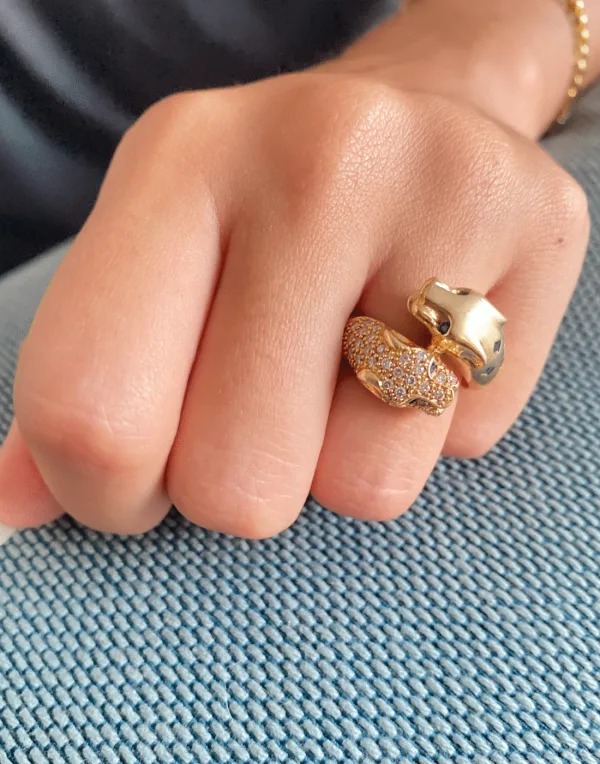 Bague Panthères Or Jaune, Diamants & Saphirs