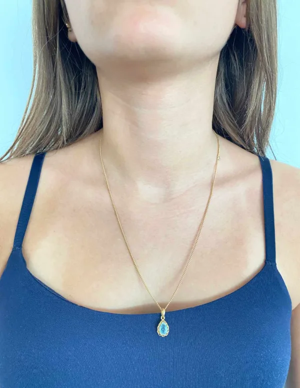 Chaine Or Jaune 18K & Pendentif Goutte Topaze