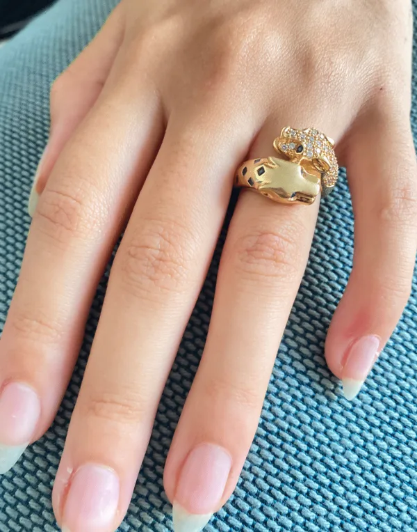 Bague Panthères Or Jaune, Diamants & Saphirs