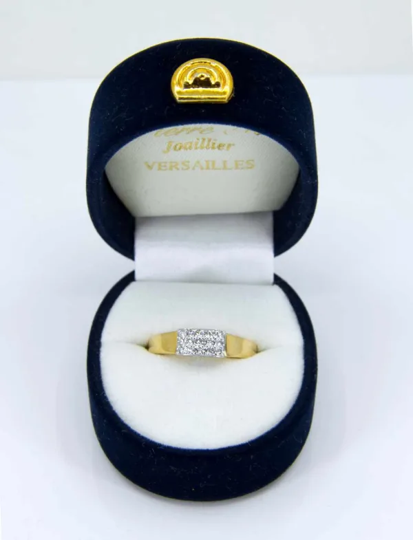 Bague Vintage Or Jaune, Or Blanc Pavée Diamants