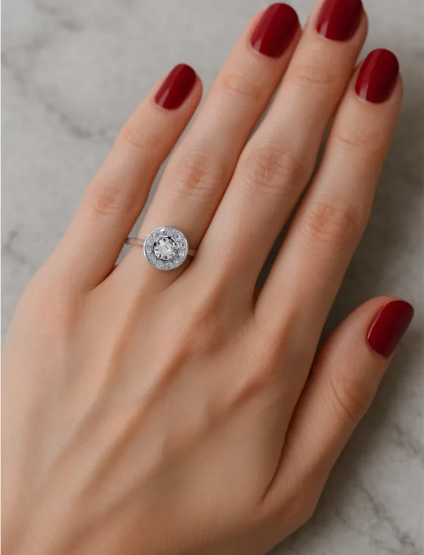 Bague Cible Ancienne Platine & Diamants