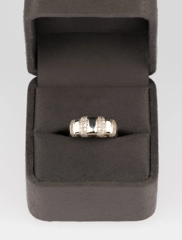 Bague Bandeau Godronnée Or Blanc & Diamants