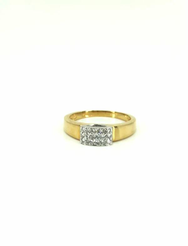 Bague Vintage Or Jaune, Or Blanc Pavée Diamants