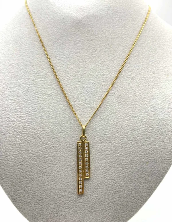 Pendentif Or Jaune Deux Barettes Pavées Diamants