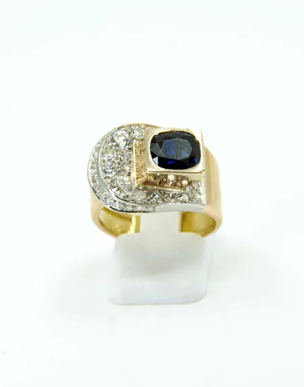 Bague Tank Ceinture Or, Saphir & Diamants