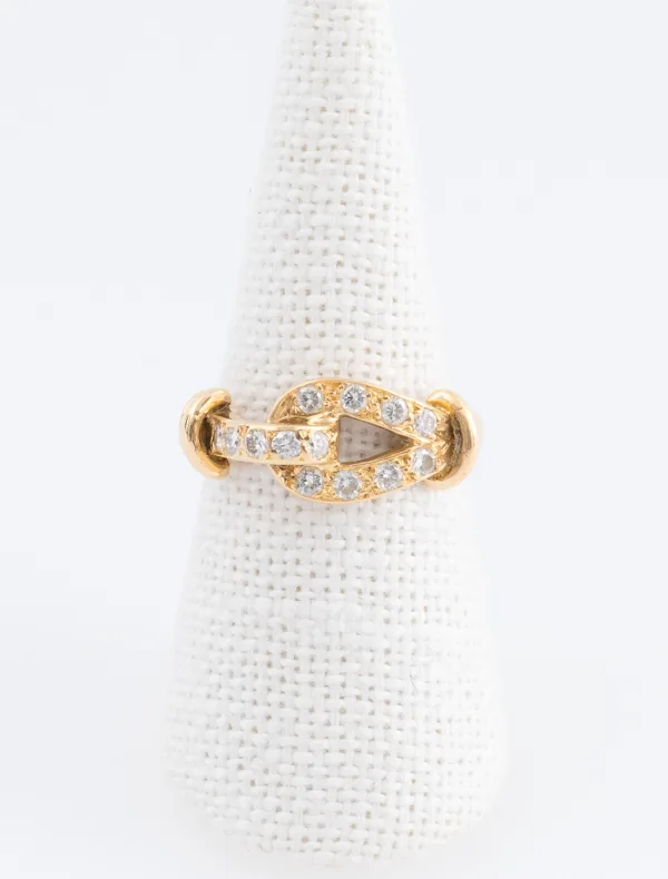Bague Boucle Or Jaune Pavée Diamants