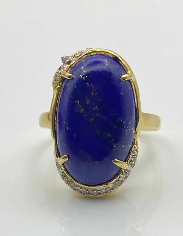Bague Ancienne Or Jaune, Lapis-Lazuli & Diamants