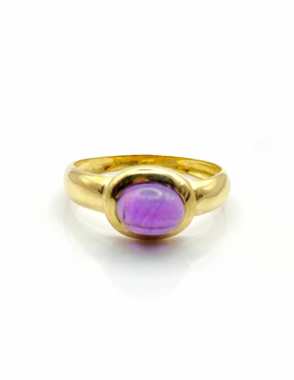 Bague Or Jaune Cabochon Amethyste