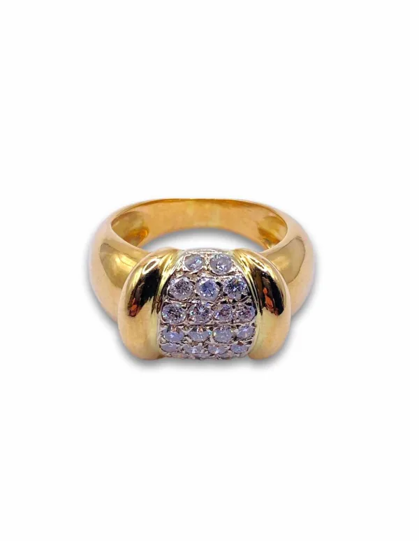 Bague Tank Or Jaune 18K et Diamants