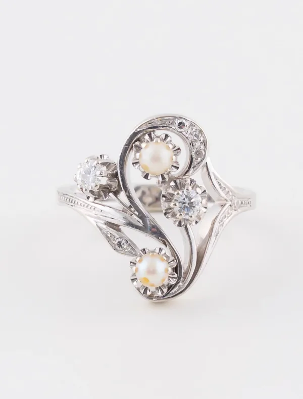 Bague Perles & Diamants Or Blanc