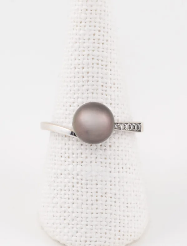 Bague Or Blanc Perle de Tahiti & Diamants