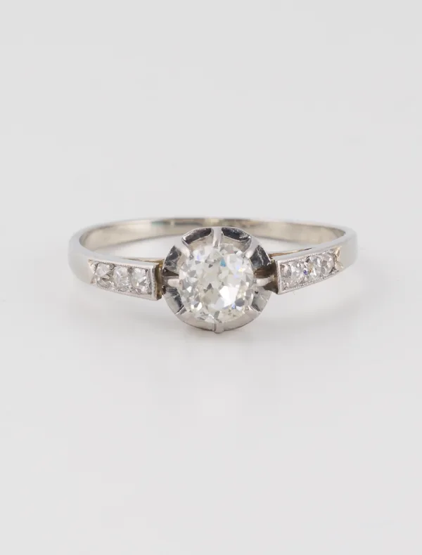 Bague Solitaire Or Blanc