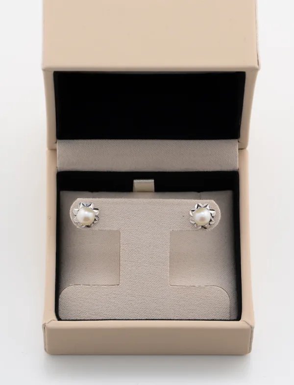 Boucles d'Oreilles Perles & Or Blanc
