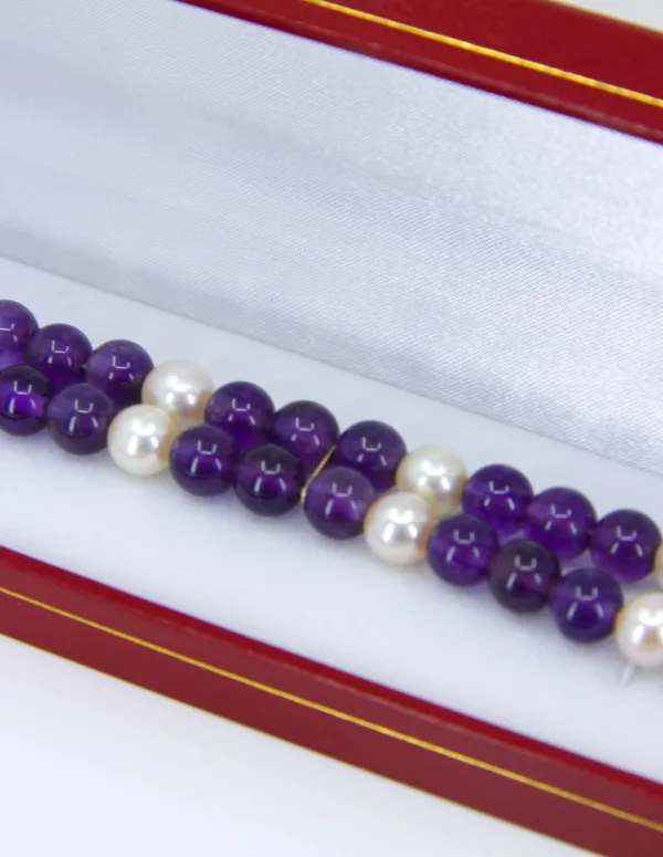 Bracelet Or, Amethystes & Perles de Culture