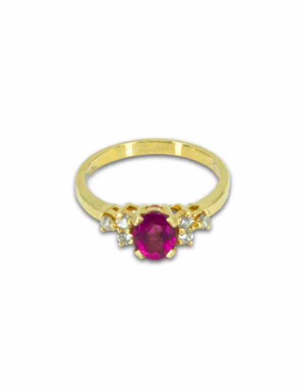 Bague Or jaune, Saphir Rose & Diamants