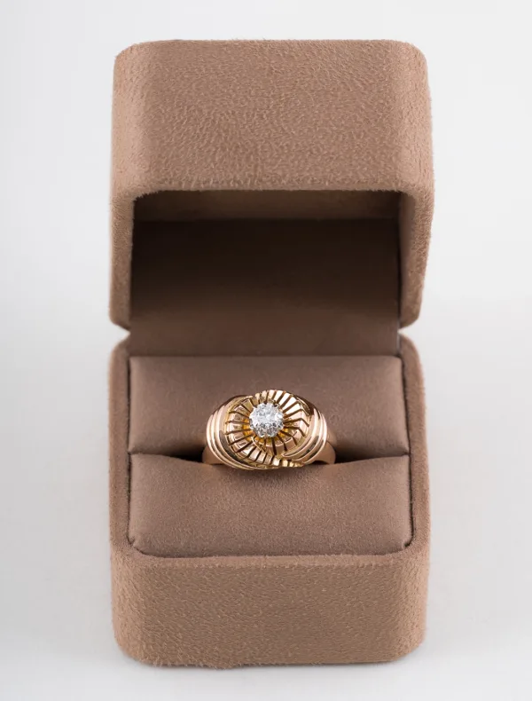 Bague Tank Tourbillon Or Jaune, Platine & Solitaire