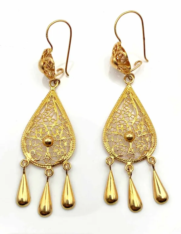 Boucles d'Oreilles Filigrane Or Jaune