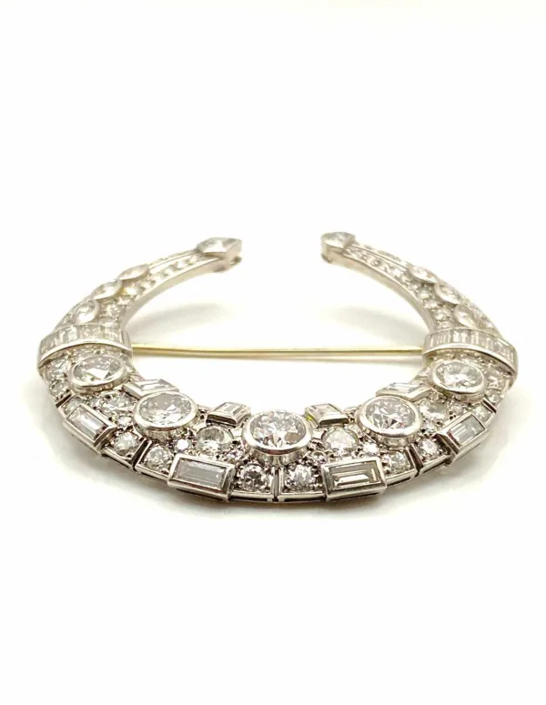 Broche Platine, Or Blanc & Diamants