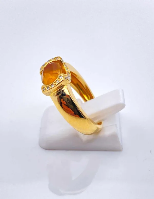 Bague Or Jaune Citrine & Diamants