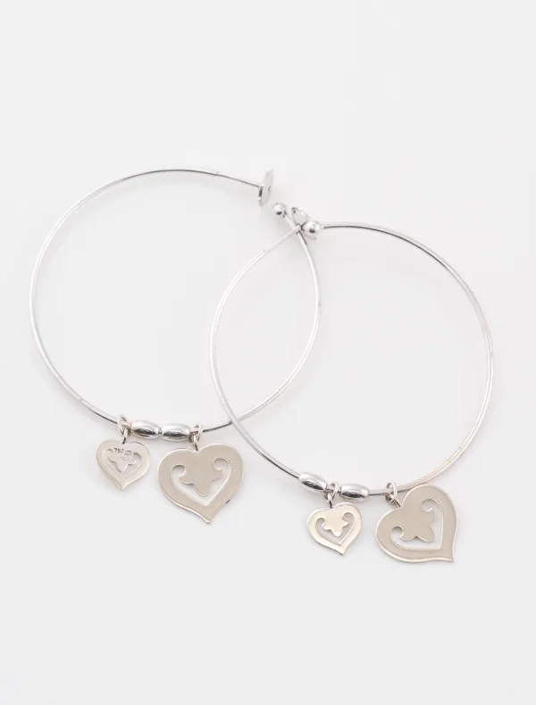 Boucles d'Oreilles Créoles Coeurs OJ Perrin Or Blanc