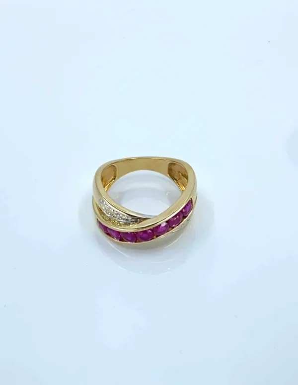 Bague Croisée Or jaune, Rubis & Diamants