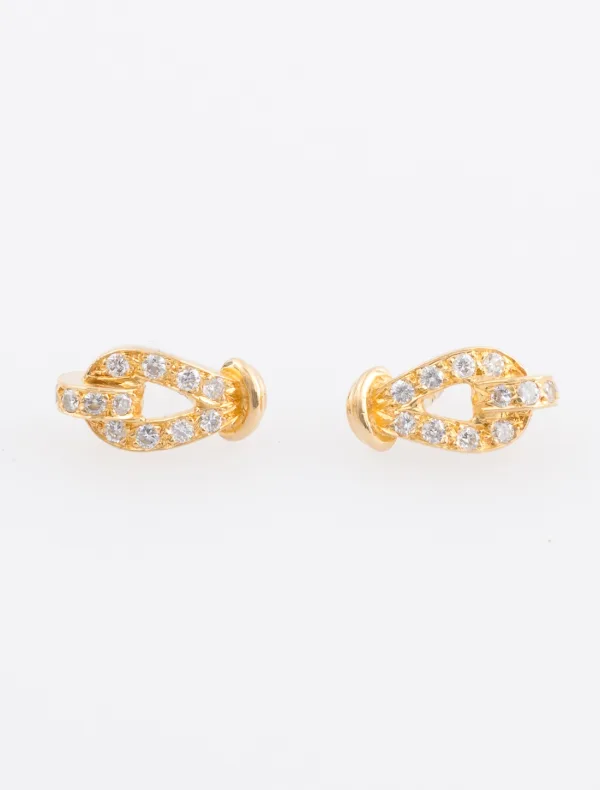 Boucles d'Oreilles Noeud Or Jaune & Diamants