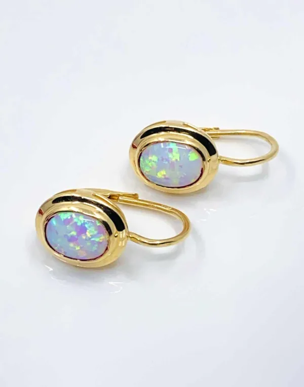 Boucles d'Oreilles Or Jaune & Opales